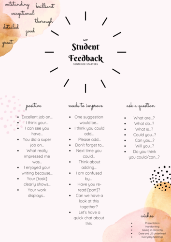 Student Feedback Sentence Stems