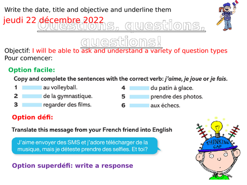 Dynamo 1 Lesson 8 Questions, questions, questions