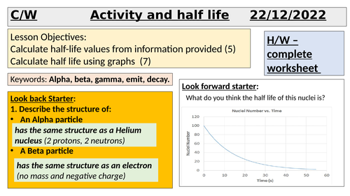 Activity and half life GCSE Physics