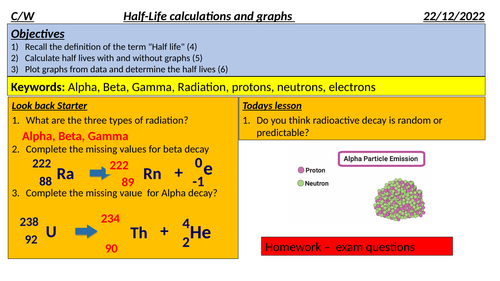 Half life graphs and calculations GCSE