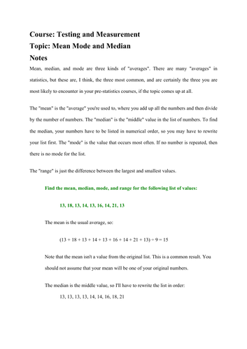 Testing and Measurement notes