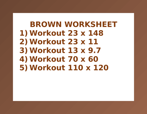 BROWN WORKSHEET 19