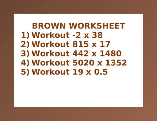 BROWN WORKSHEET 20