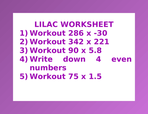 LILAC WORKSHEET 4