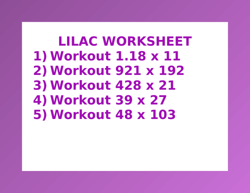 LILAC WORKSHEET 5