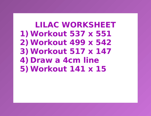 LILAC WORKSHEET 6