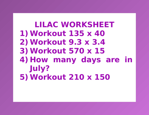 LILAC WORKSHEET 7