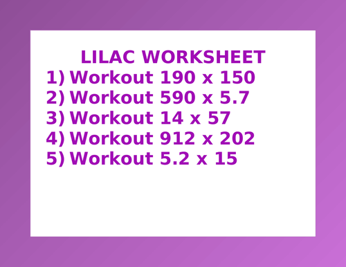 LILAC WORKSHEET 9