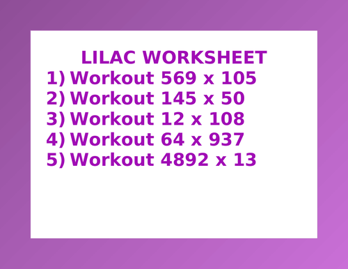 LILAC WORKSHEET 11