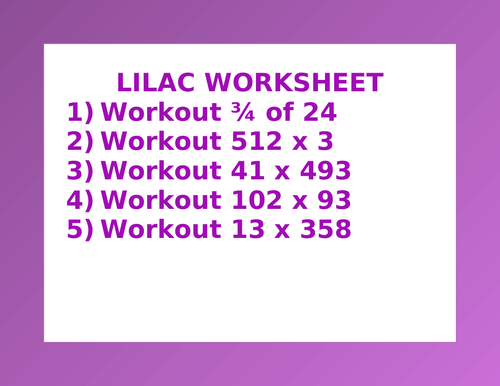 LILAC WORKSHEET 12