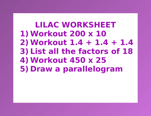 LILAC WORKSHEET 13