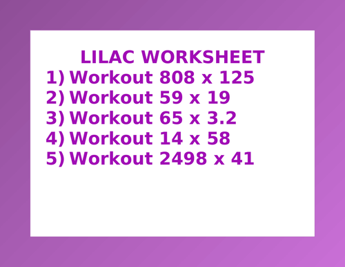 LILAC WORKSHEET 15