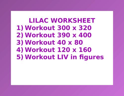 LILAC WORKSHEET 16