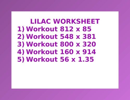 LILAC WORKSHEET 17