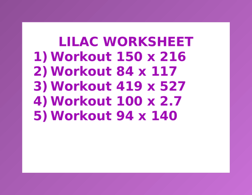 LILAC WORKSHEET 19