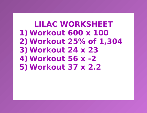 LILAC WORKSHEET 20