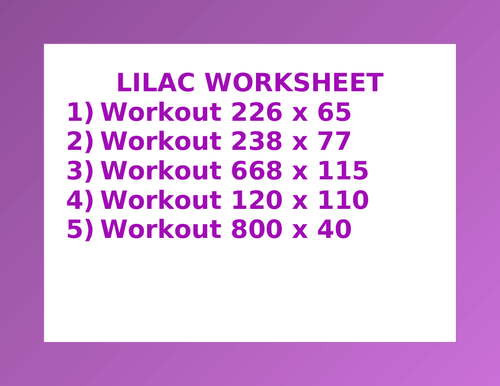 LILAC WORKSHEET 21