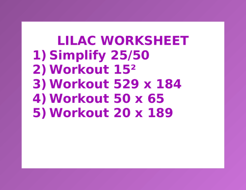 LILAC WORKSHEET 22