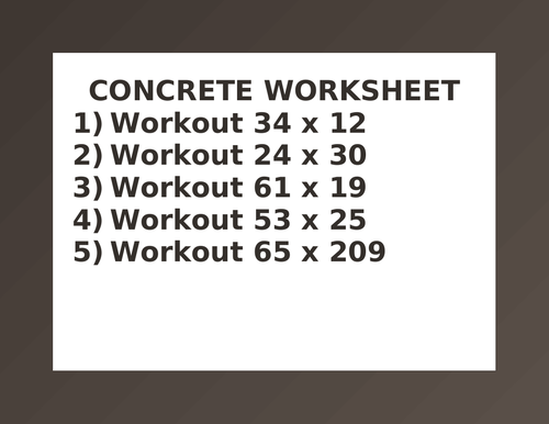 CONCRETE WORKSHEET 3