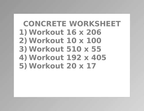 CONCRETE WORKSHEET 9