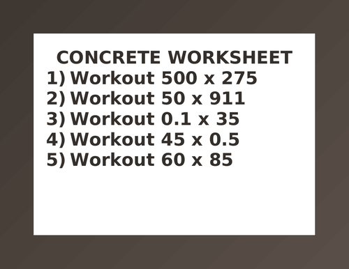 CONCRETE WORKSHEET 10