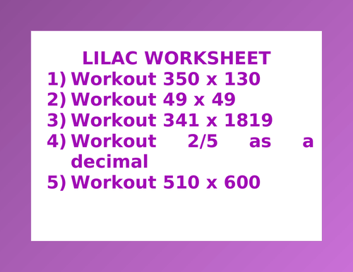 LILAC WORKSHEET 24