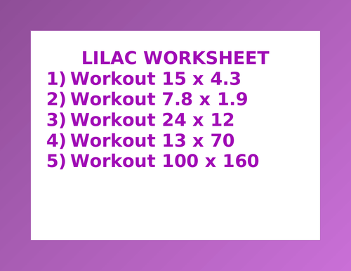 LILAC WORKSHEET 25