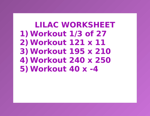 LILAC WORKSHEET 26