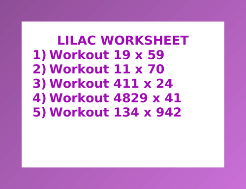 LILAC WORKSHEET 27