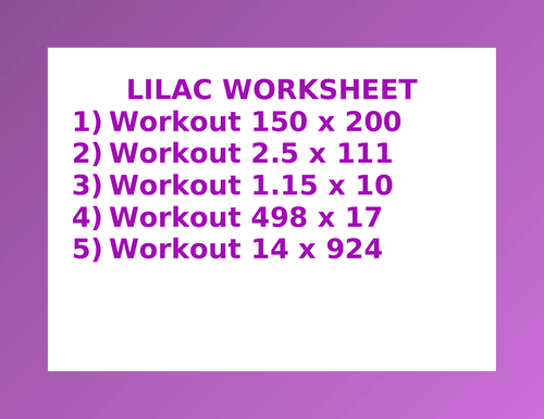 LILAC WORKSHEET 30