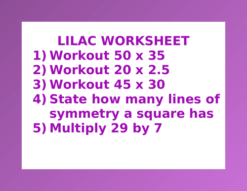 LILAC WORKSHEET 31