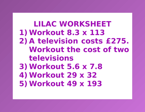 LILAC WORKSHEET 33