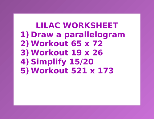 LILAC WORKSHEET 34