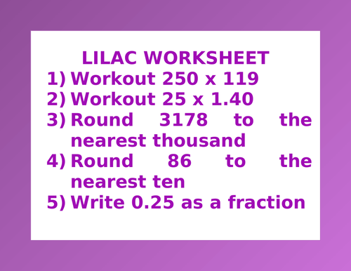 LILAC WORKSHEET 37