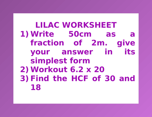 LILAC WORKSHEET 47 | Teaching Resources