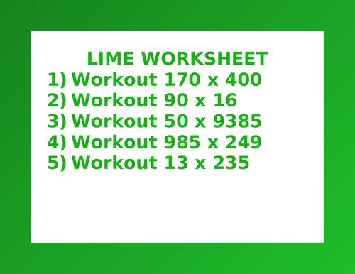 LIME WORKSHEET 17