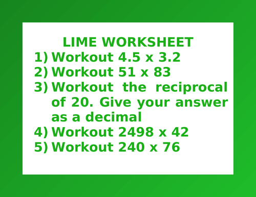 LIME WORKSHEET 21