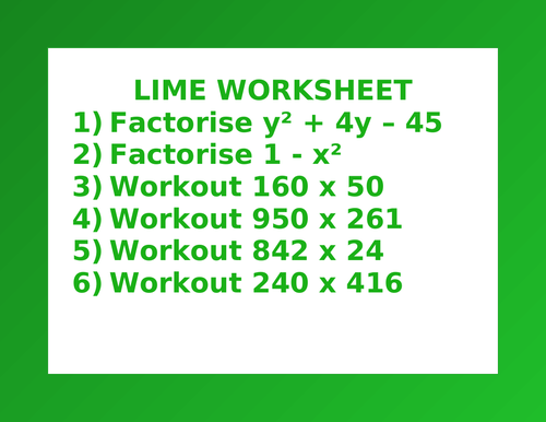 LIME WORKSHEET 22