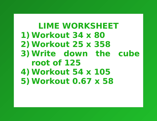 LIME WORKSHEET 27