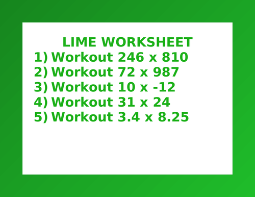 LIME WORKSHEET 30