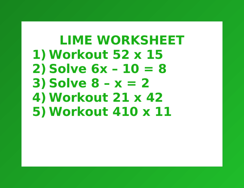 LIME WORKSHEET 33