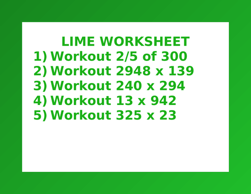 LIME WORKSHEET 34