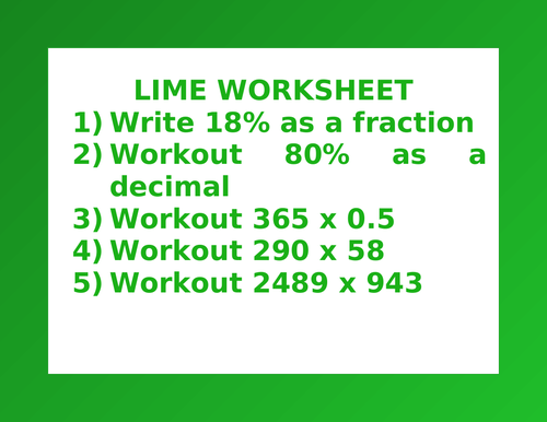 LIME WORKSHEET 36