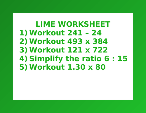 LIME WORKSHEET 38