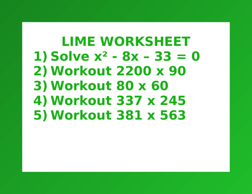 LIME WORKSHEET 43