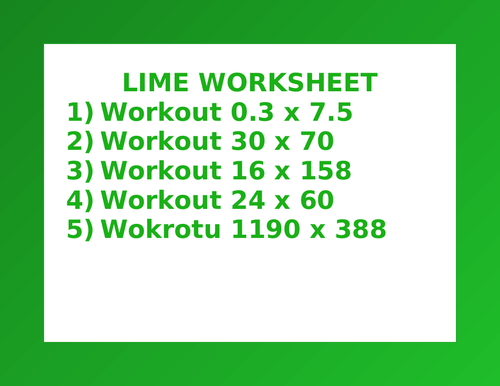 LIME WORKSHEET 44