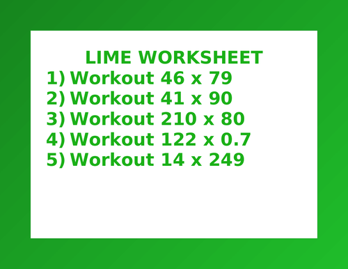 LIME WORKSHEET 45