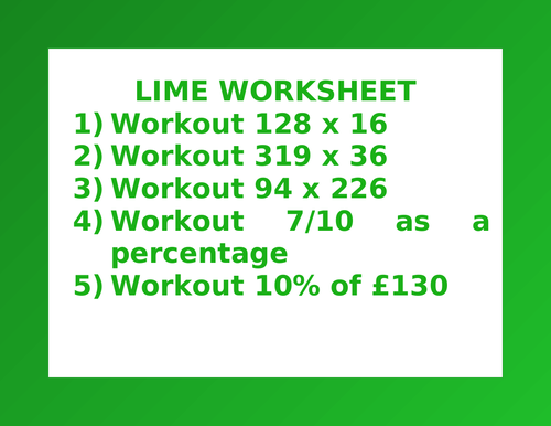 LIME WORKSHEET 47