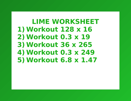 LIME WOKRSHEET 49