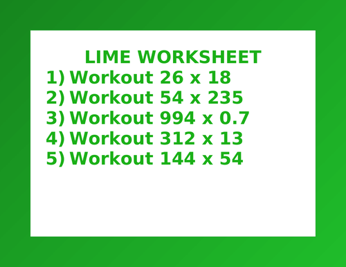 LIME WORKSHEET 51